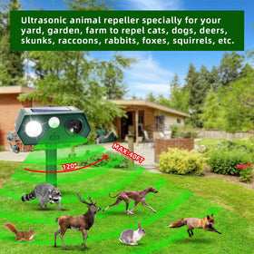 LNYUHAD Sonic Fortress Pro squirrel deterrent installation demonstrating solar power