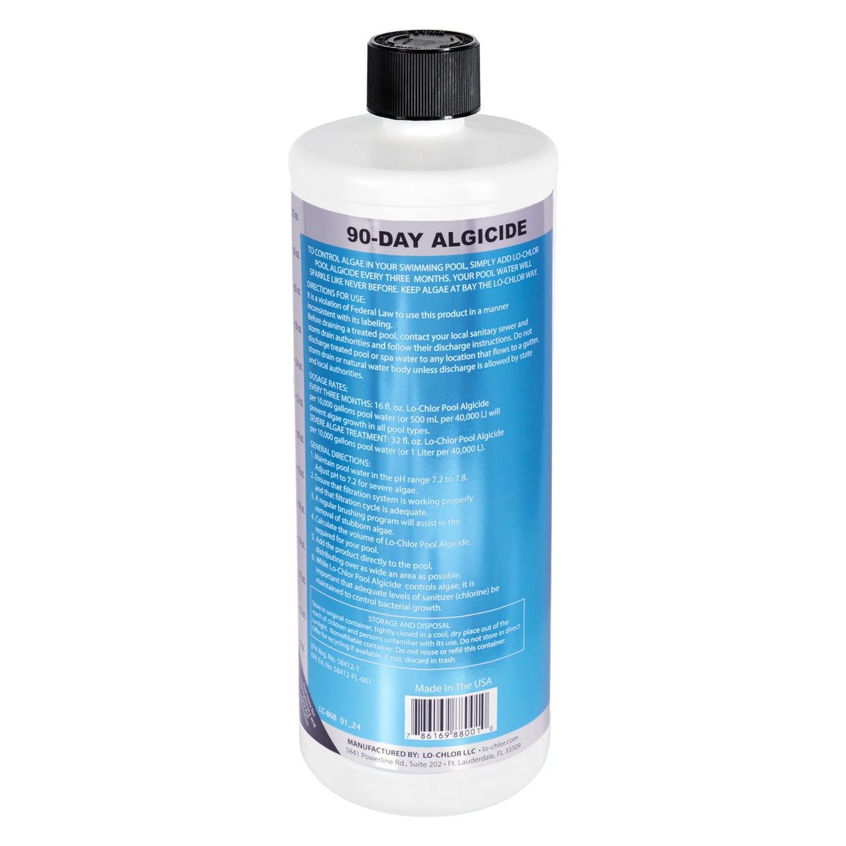 Lo-Chlor 90-day algae control label highlighting extended protection