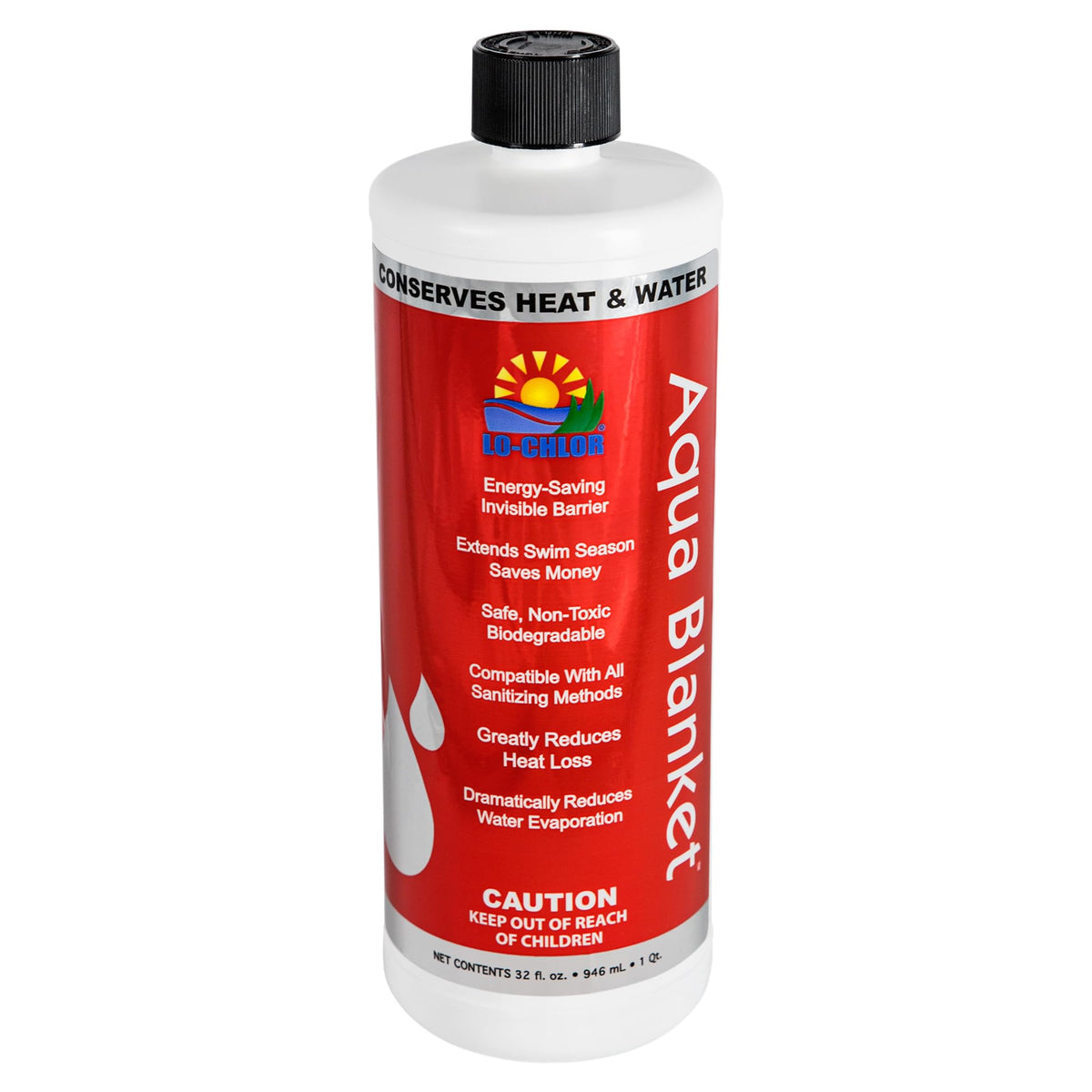 Lo-Chlor Aqua Blanket forms a liquid layer over pool water reducing heat loss