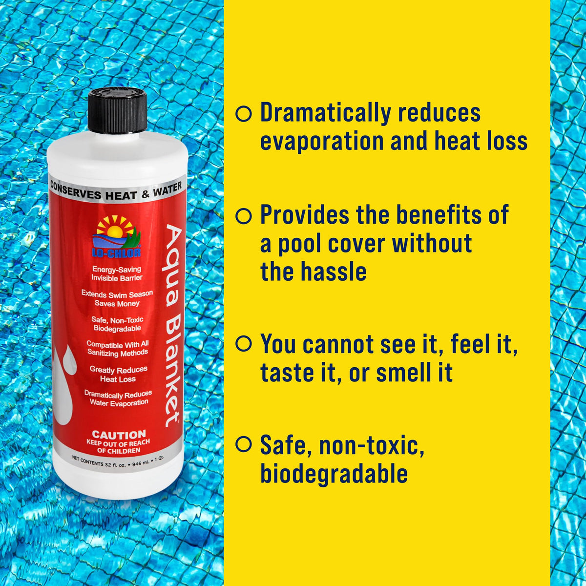 Lo-Chlor Aqua Blanket weekly dose applied to water surface for easy use
