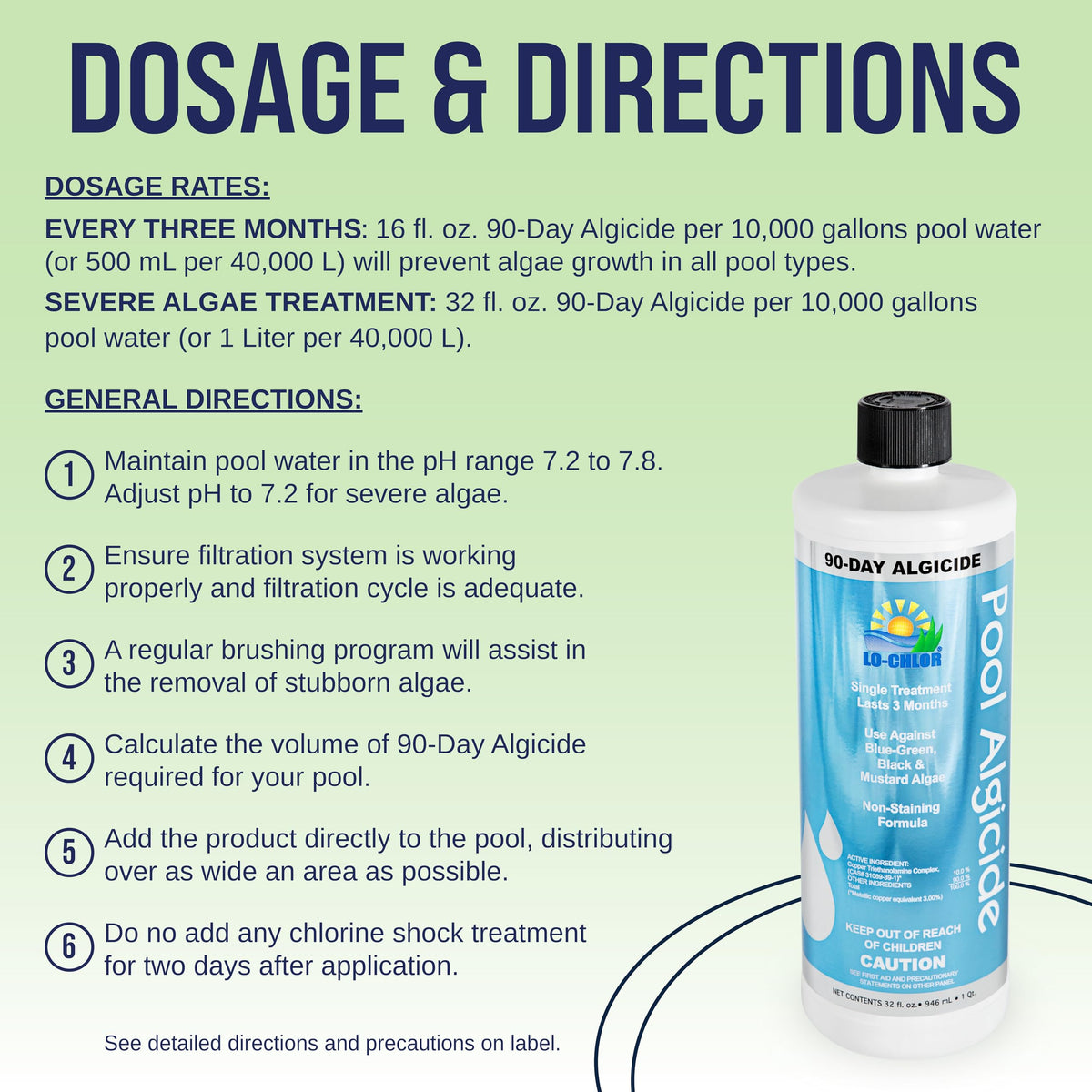 Lo-Chlor concentrated coverage indicating 16oz treats 10,000 gallons