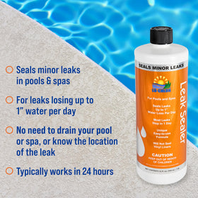 32oz Lo-Chlor Leak Sealer bottle ready for at-home pool repair