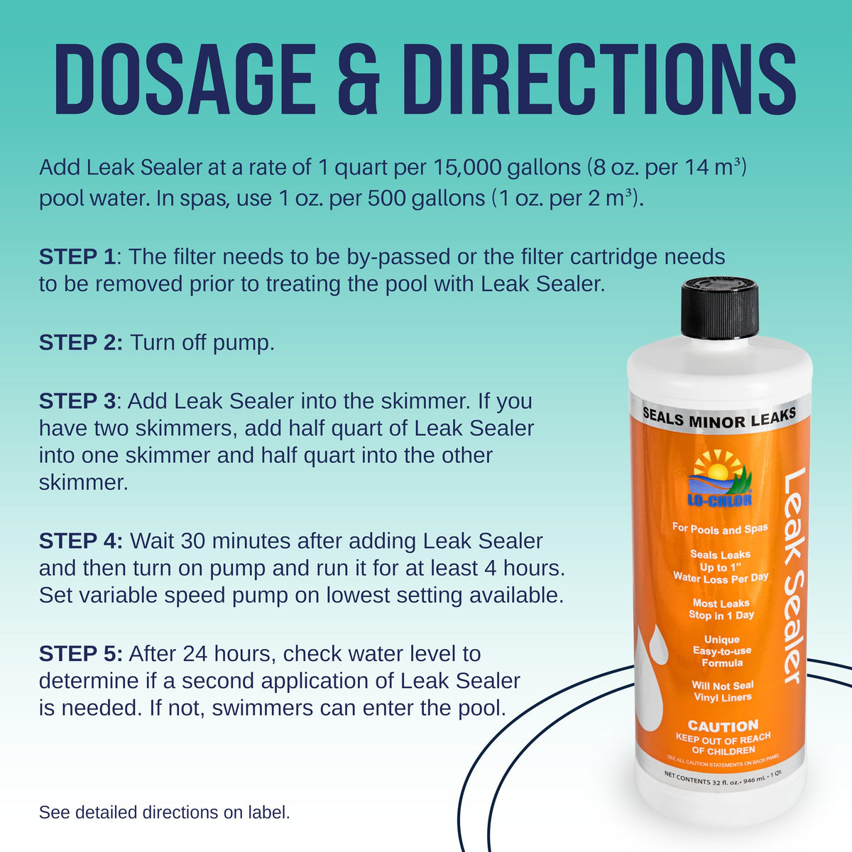 Pump-off activation: Lo-Chlor Leak Sealer being added without draining water