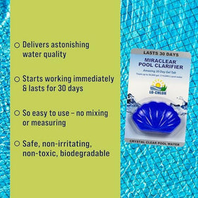 Lo-Chlor Miraclear gel tab dissolving to boost water clarity.