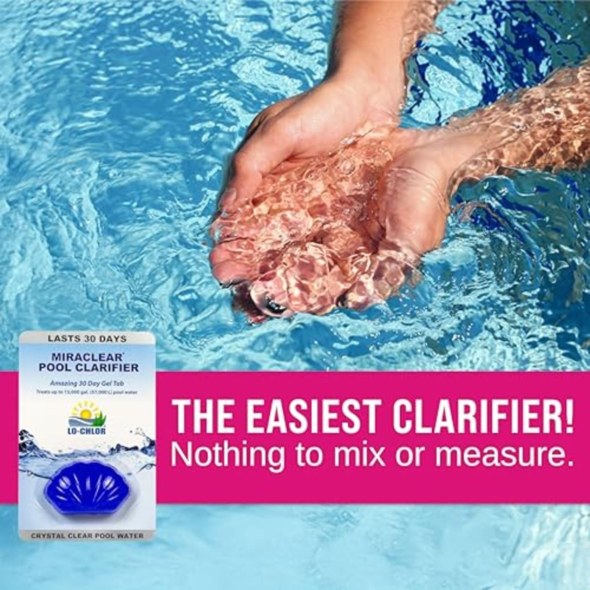 Lo-Chlor Miraclear water clarity improvement after pump run.