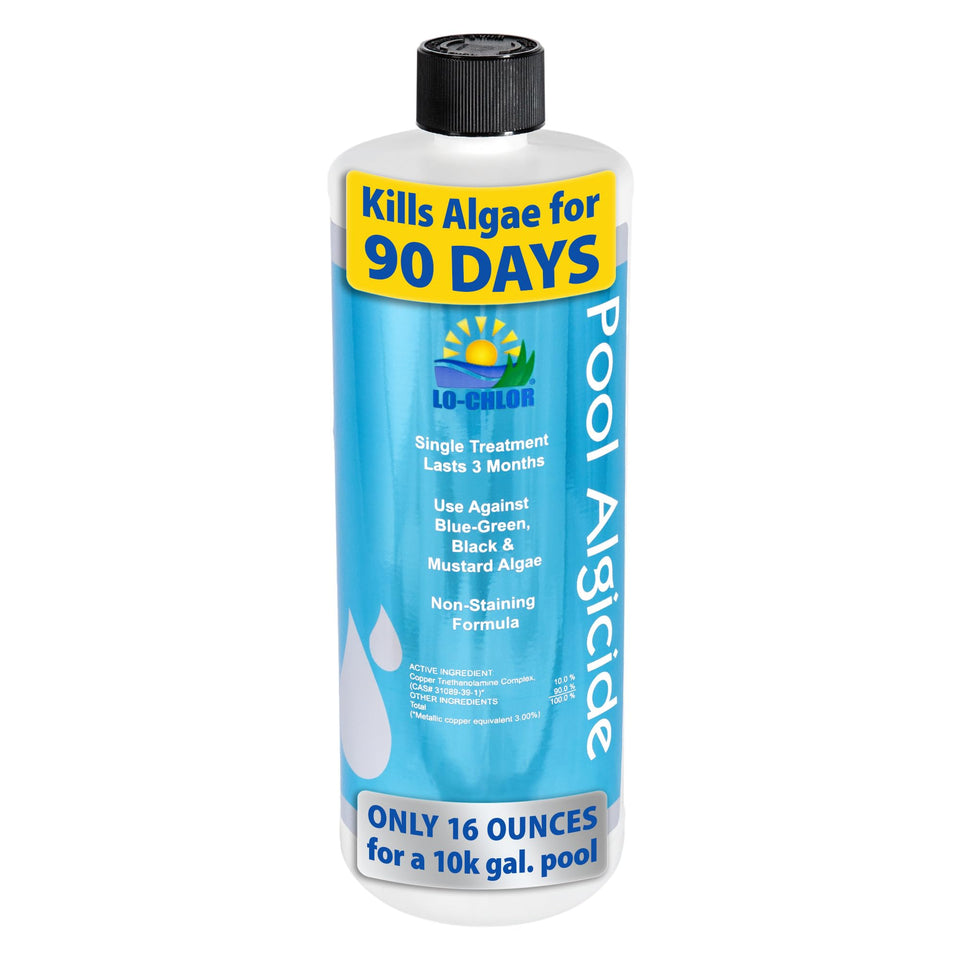 Lo-Chlor pool algaecide 32oz bottle for long-lasting algae prevention