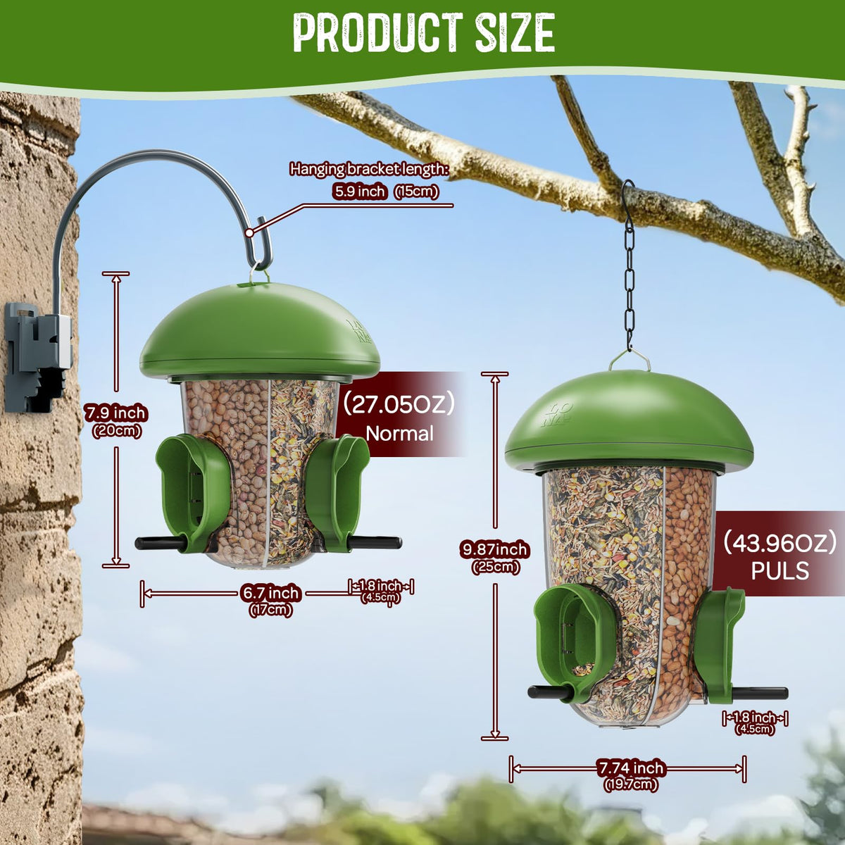 LO NA LOVE NATURE bird feeder features three feeding ports for multiple birds.