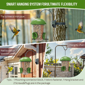 LO NA LOVE NATURE bird feeder demonstrates three hanging options for flexible placement.