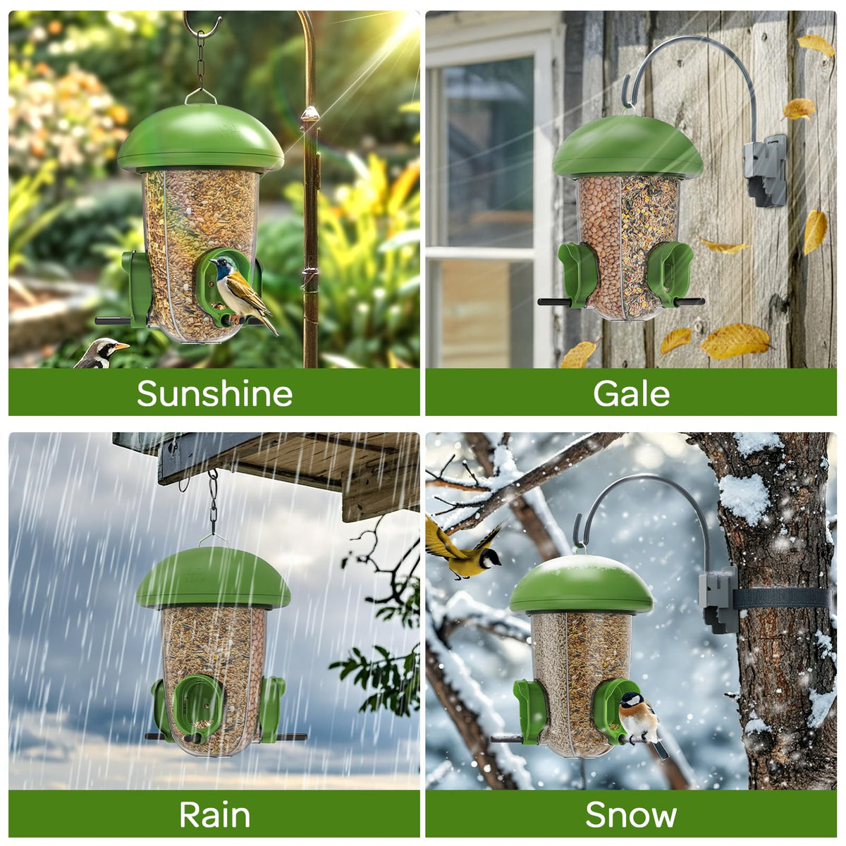 LO NA LOVE NATURE bird feeder clear panel view to monitor seed levels.