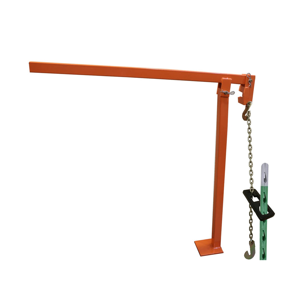 LOADSECRTOOL T Post Puller assembly helps remove round fence posts with minimal effort.