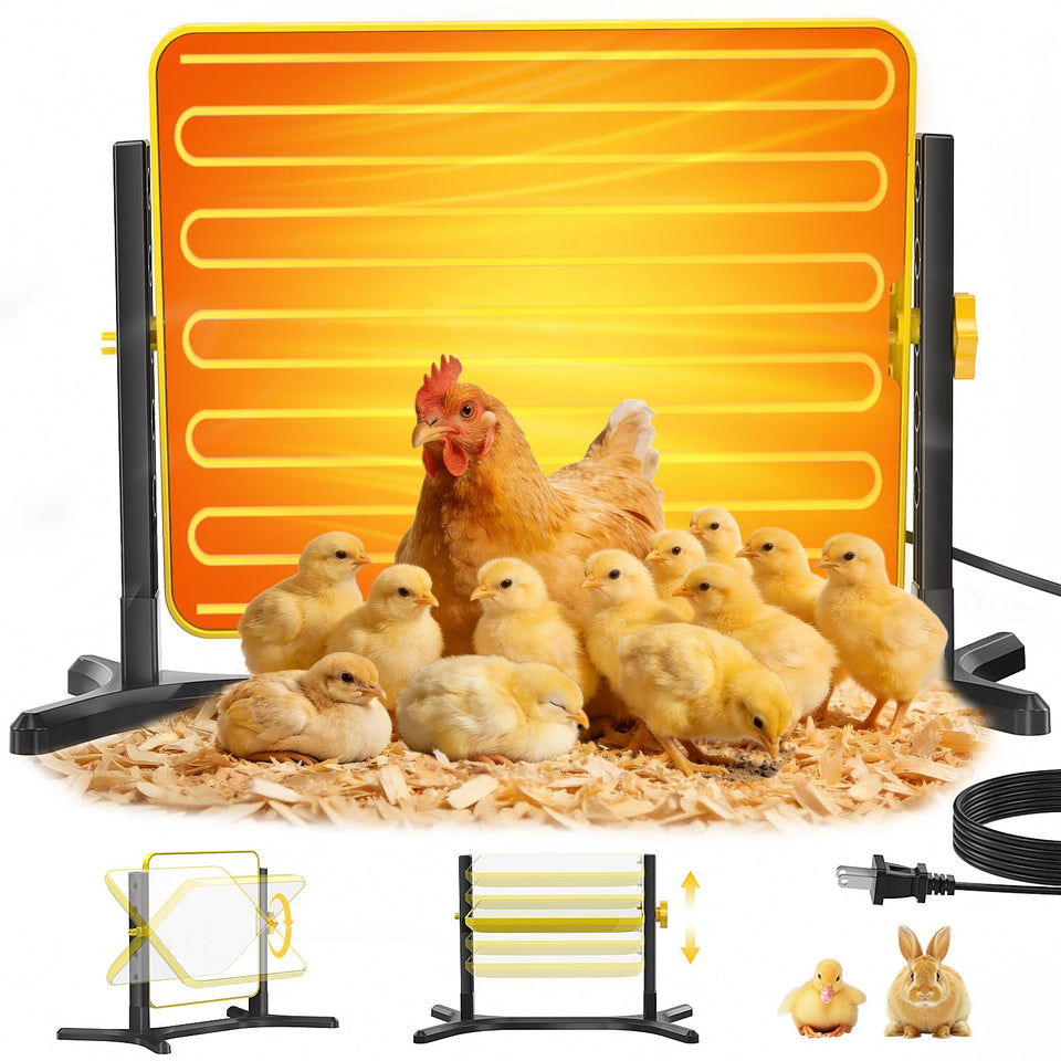 Lobeline brooder plate at a 360-degree angle for uniform warmth.