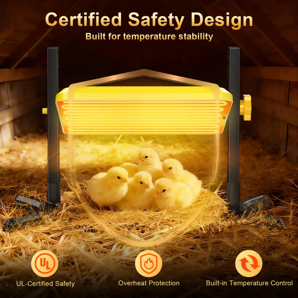 Lobeline Brooder Plate with five height settings for precise coop placement.