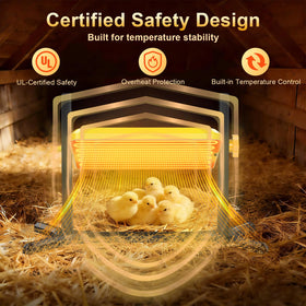 Lobeline radiant heat plate delivering steady warmth to poultry.