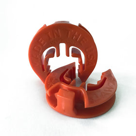 LockJawz orange insulator on a T-Post helps keep wires securely positioned