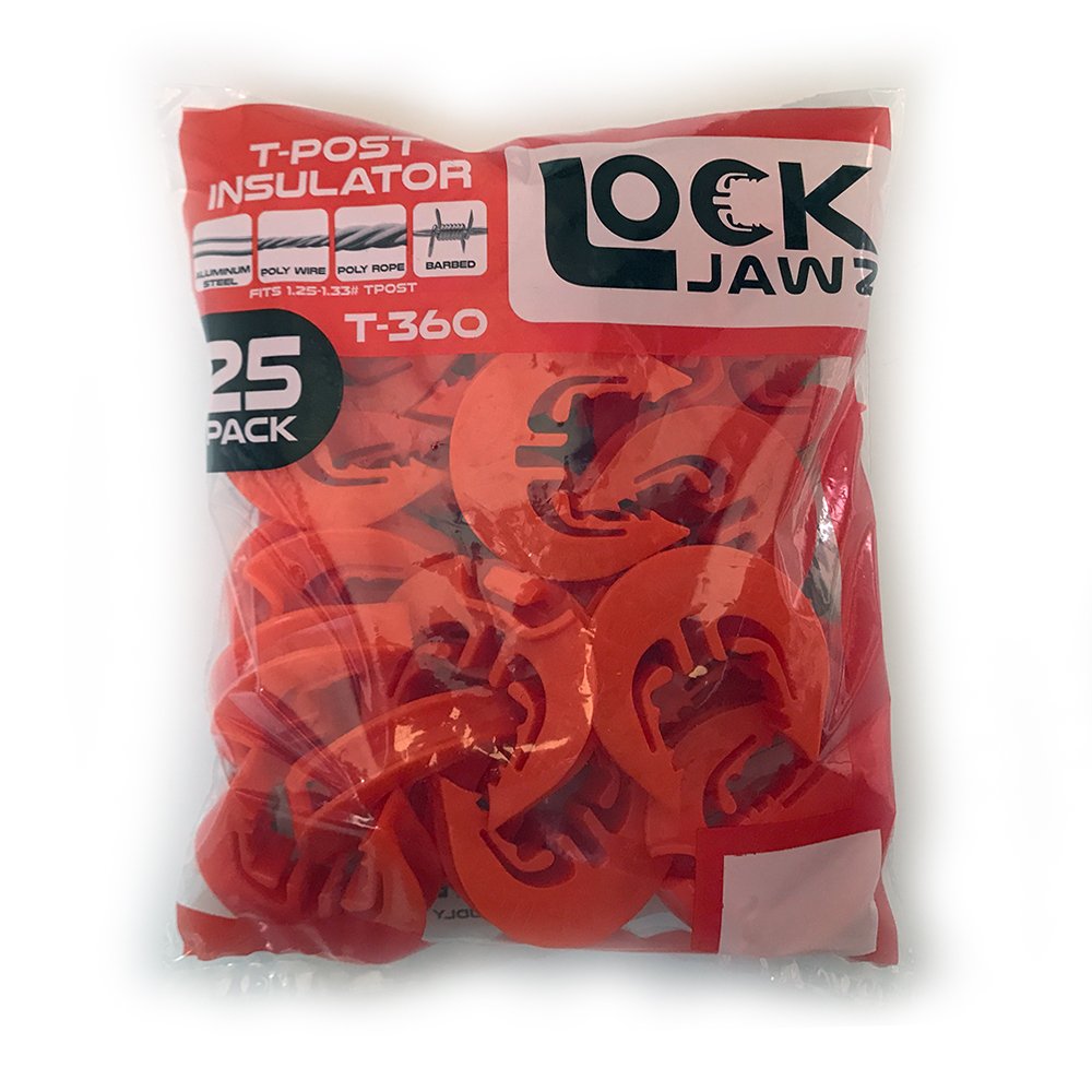 Durable orange insulator from LockJawz supports long-lasting fence configurations