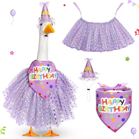 Locmeo birthday hat on goose adds festive color to outdoor garden decor