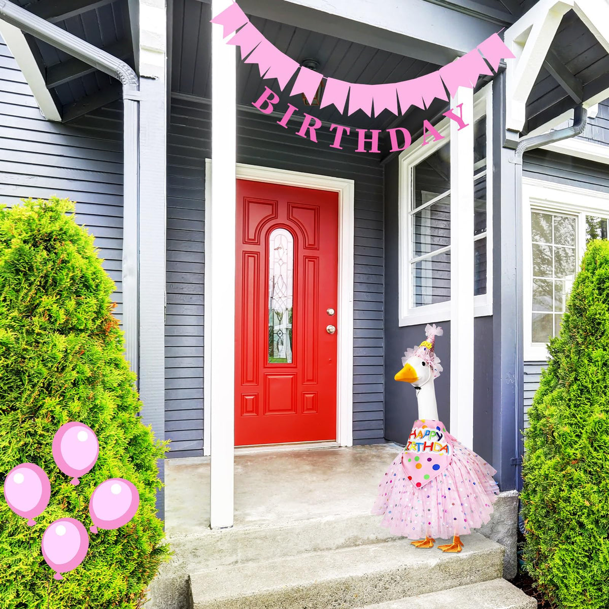 Locmeo festive goose décor brightens any yard party setting.