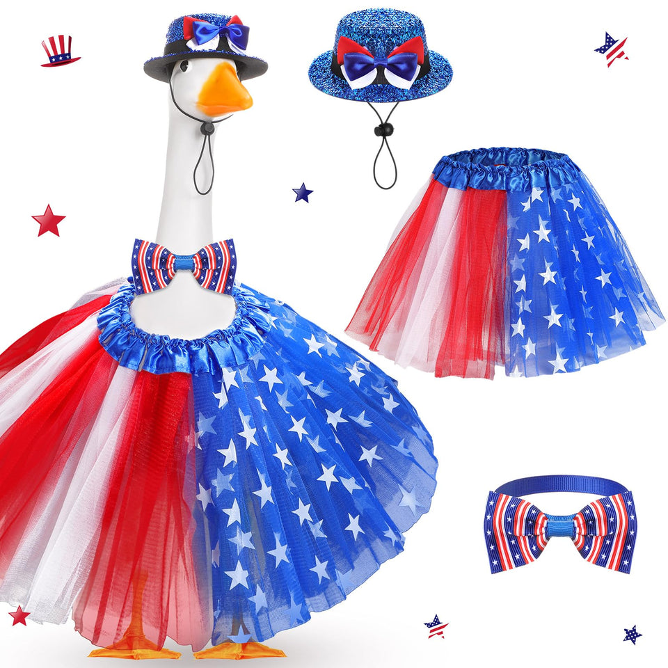 Locmeo patriotic goose hat adds festive flair to your 23-inch lawn statue.