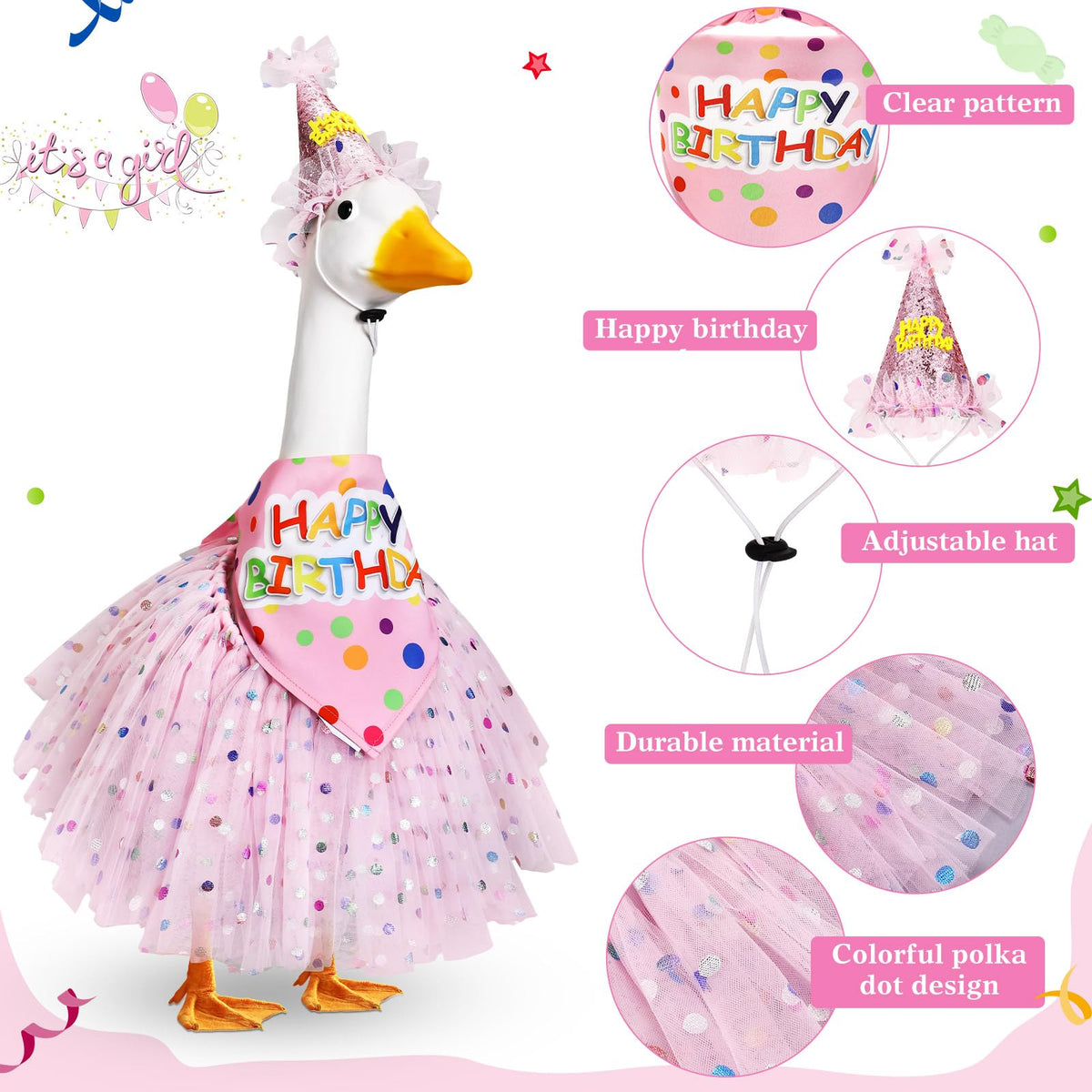 Locmeo pink bandana ties easily for quick seasonal decoration.