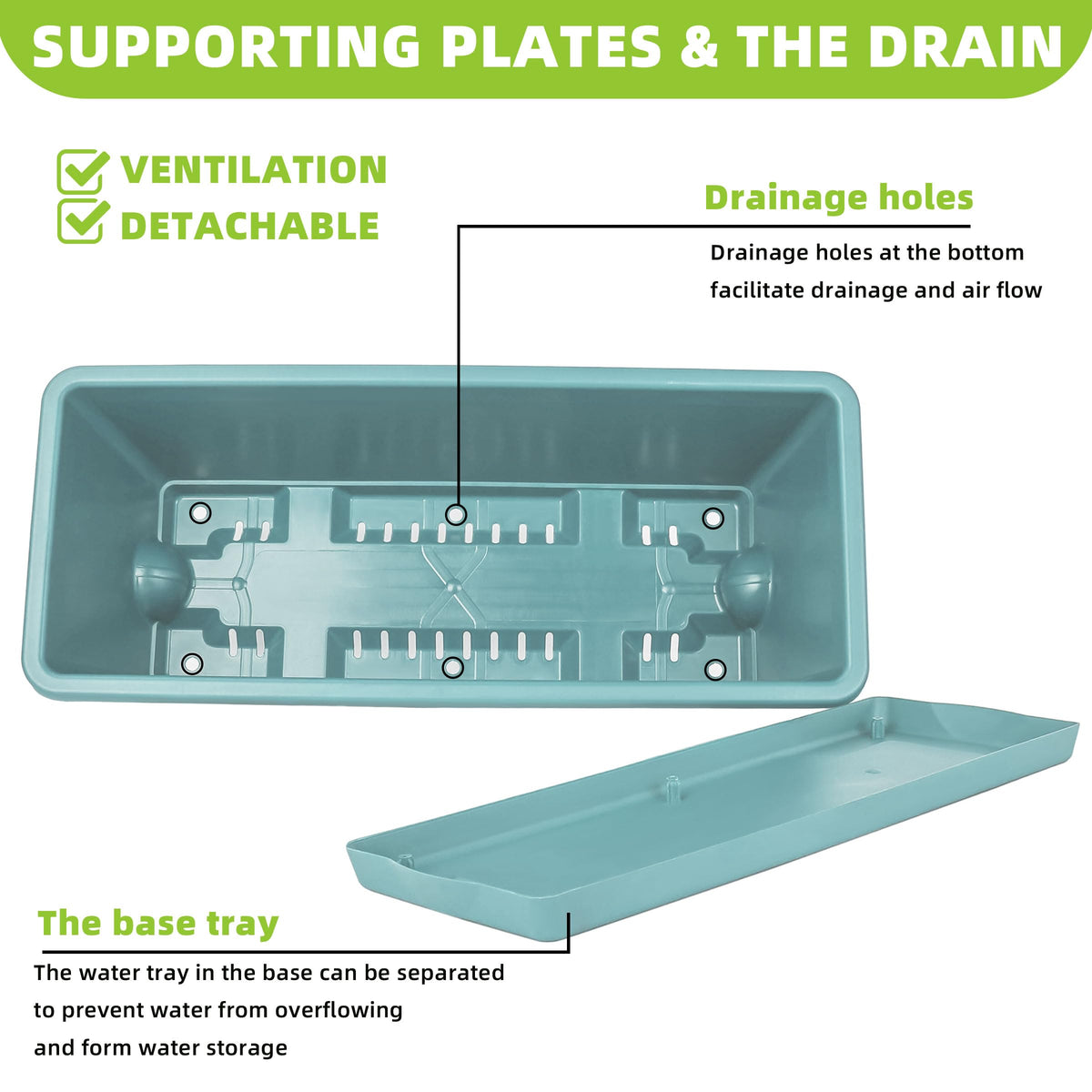 LOCONHA rectangular planter with water inlet design for easy watering.