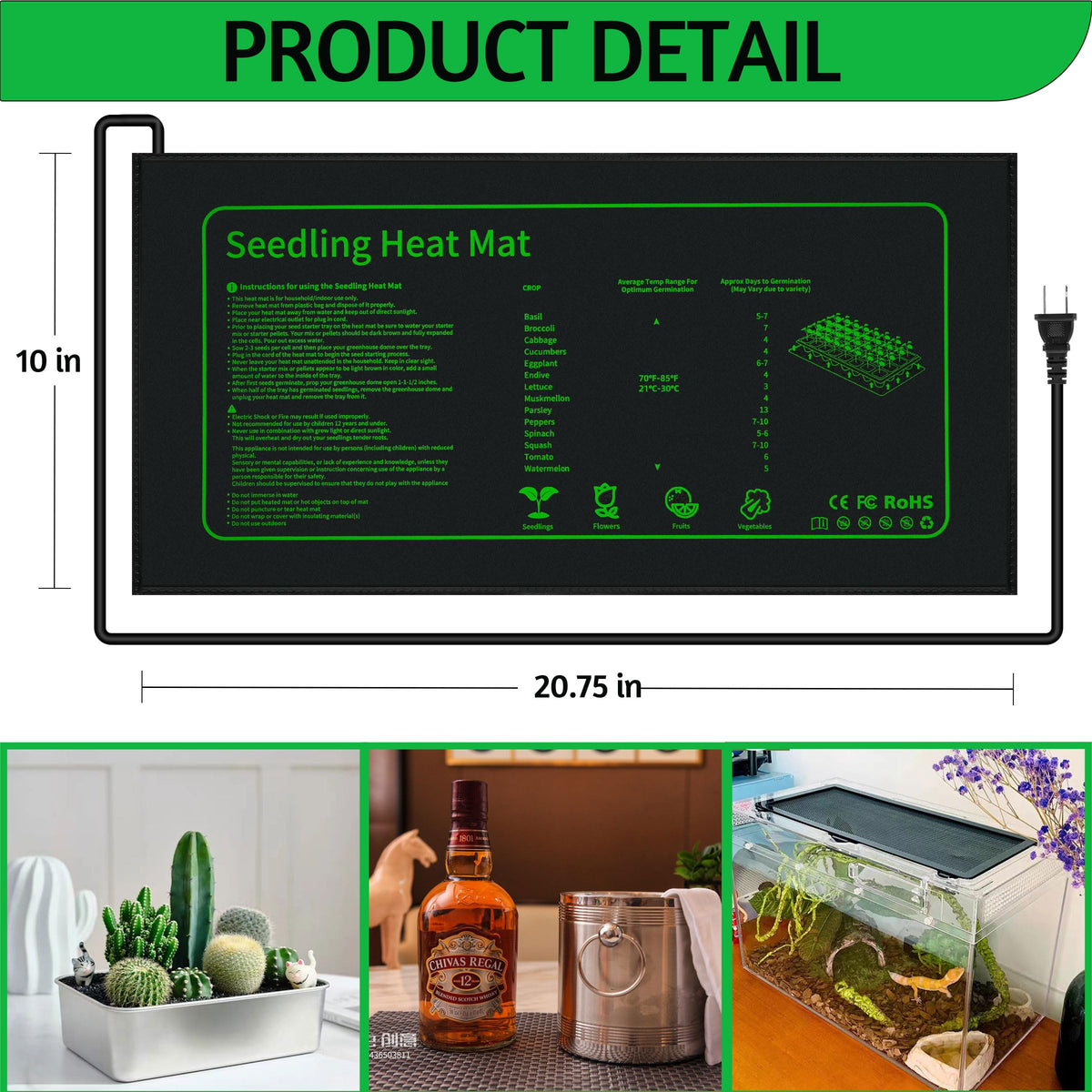 LOCONHA seedling heat mat rolled for easy storage and setup.