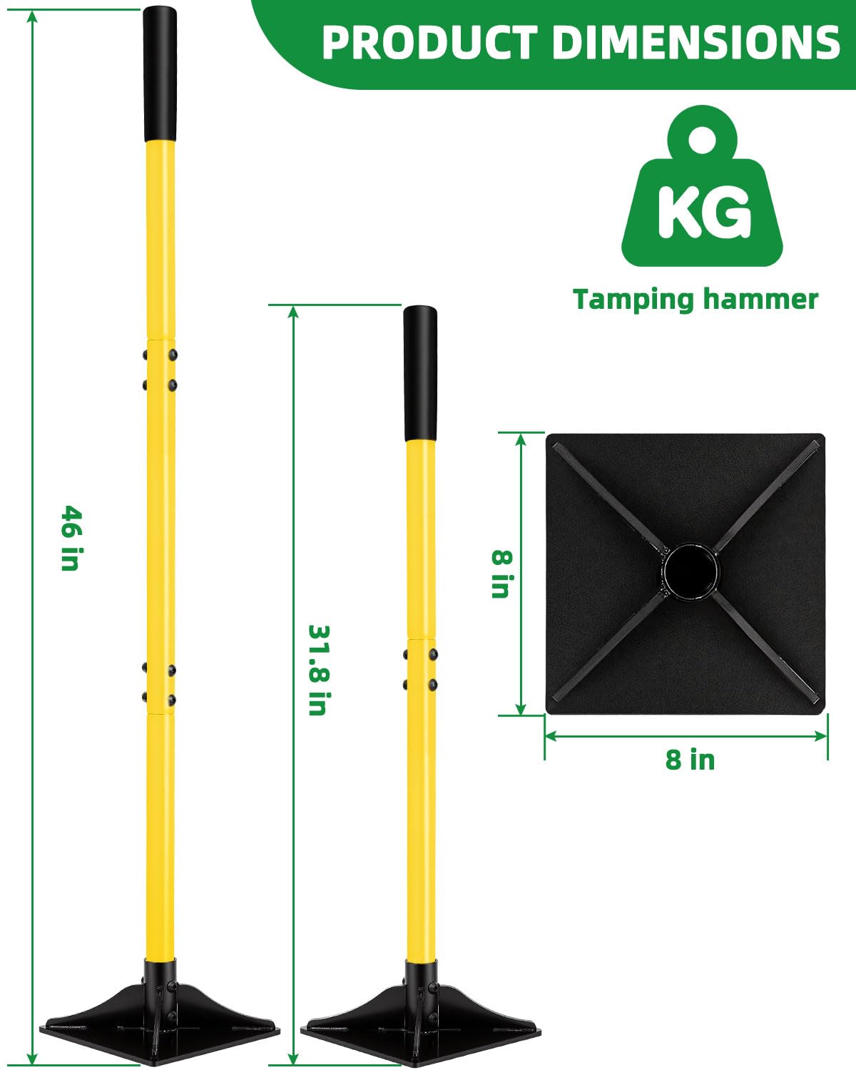 LOCONHA tamper with 48-inch handle reduces bending and speeds outdoor projects.