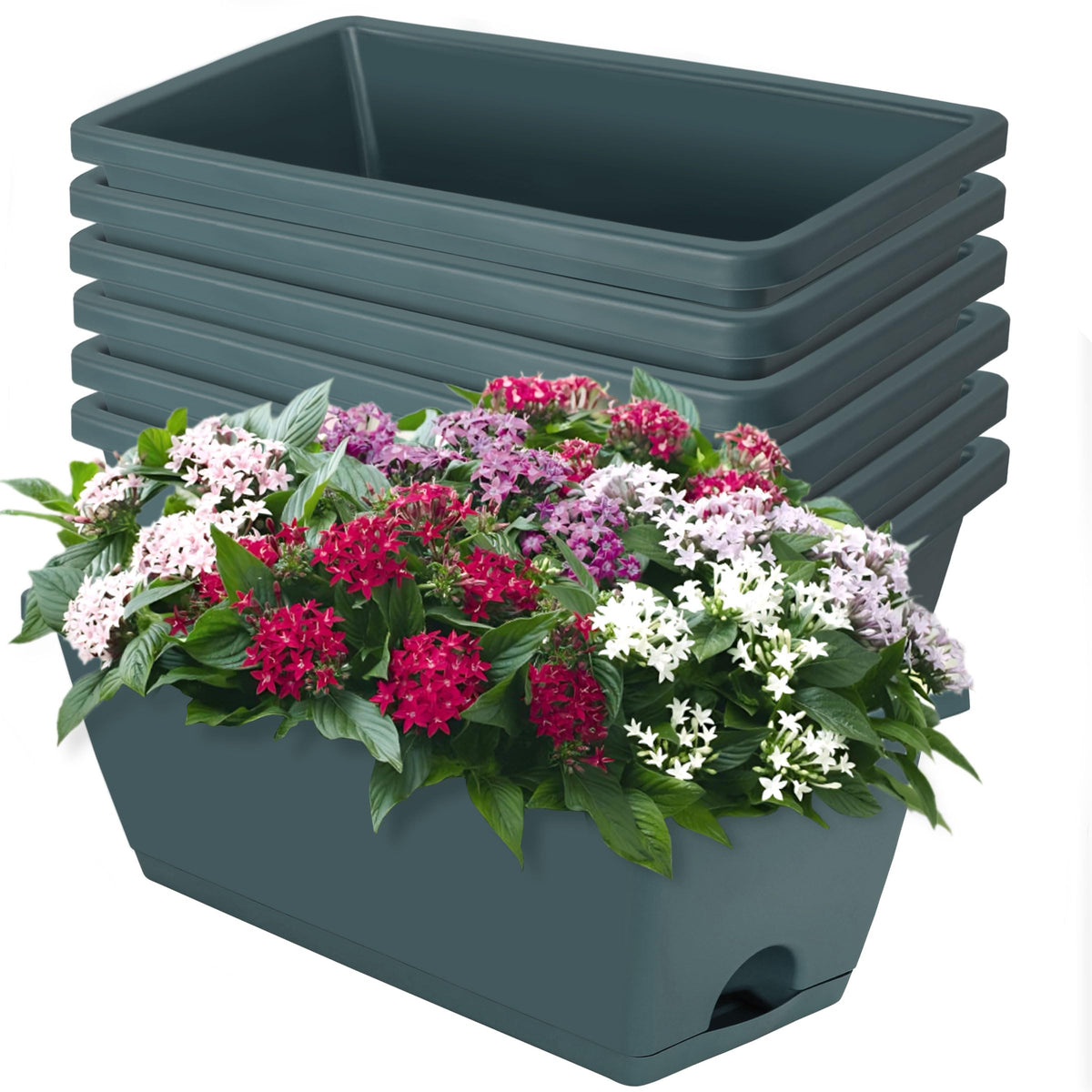 LOCONHA window box planter 17-inch rectangular shows sturdy plastic for outdoor use