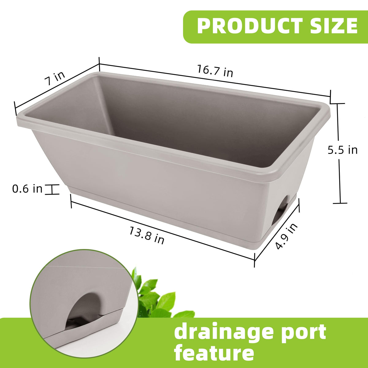 LOCONHA window box planter 7-pack featuring water inlets for tidy bottom watering.