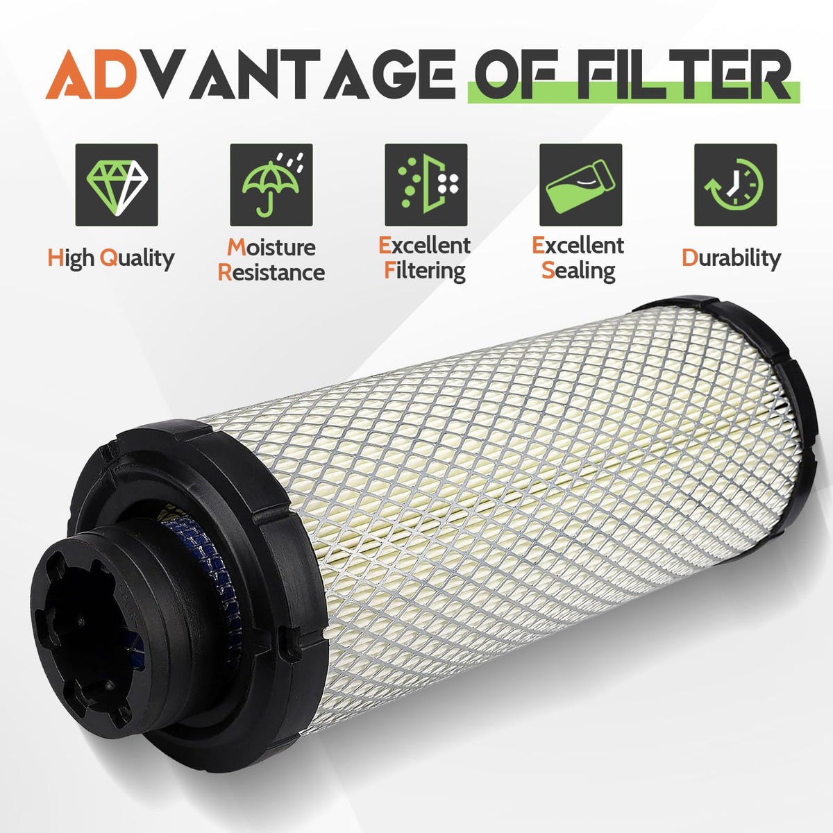 LOCOPOW John Deere inner air filter traps dust for longer engine life