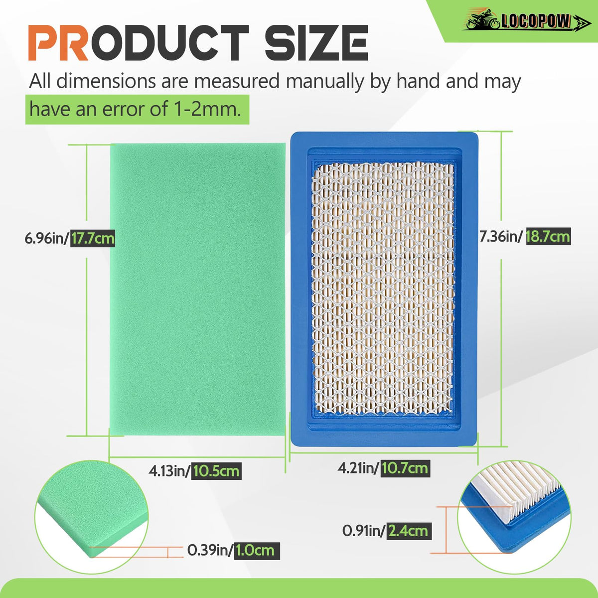 LOCOPOW air filter MIU10998 inside view highlights durable media