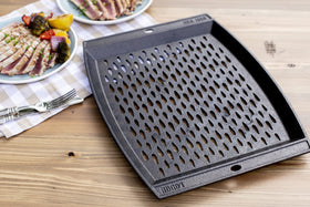 Lodge cast iron pre-seasoned surface ready to use for easy cooking.