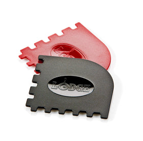 Lodge SCRAPERGPK two-teeth design cleans grill pan crevices efficiently.
