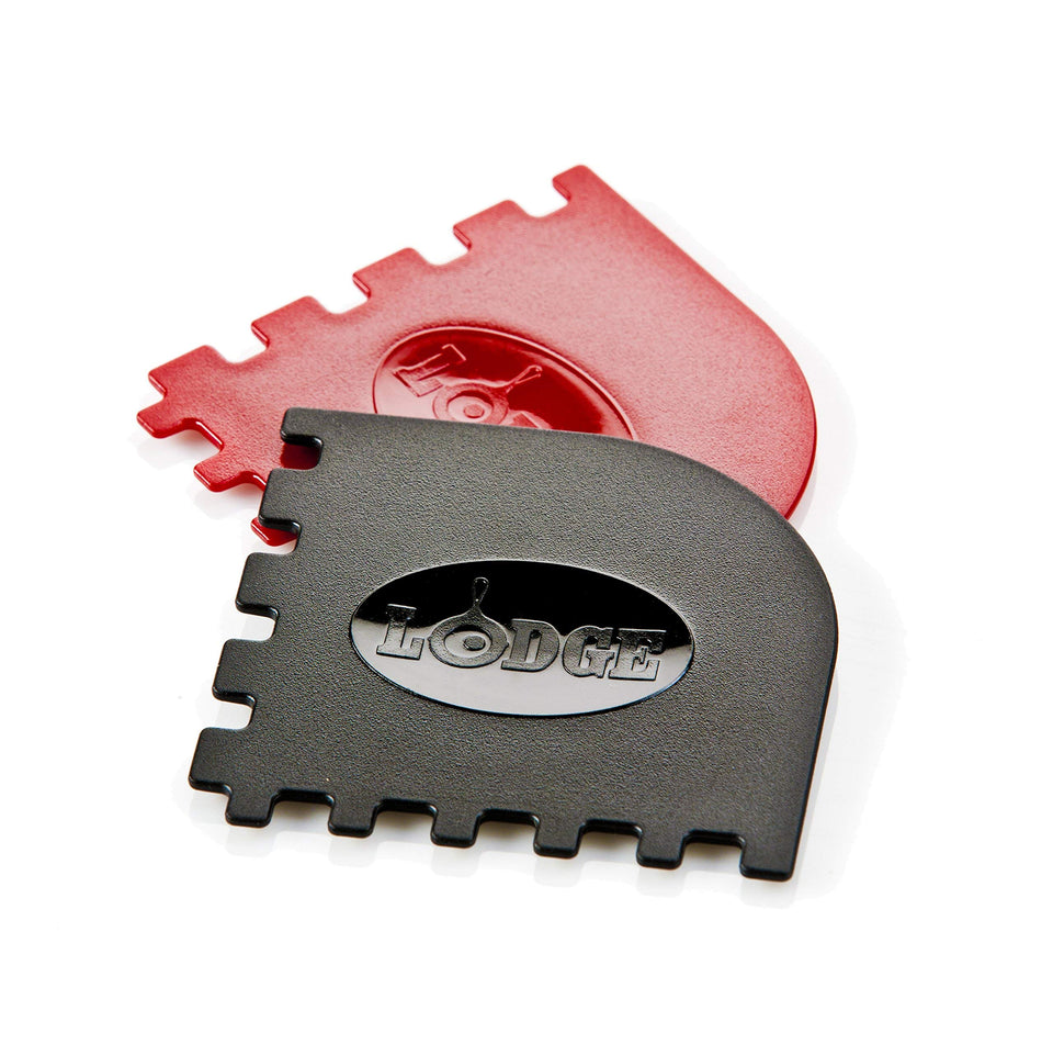 Lodge SCRAPERGPK two-teeth design cleans grill pan crevices efficiently.