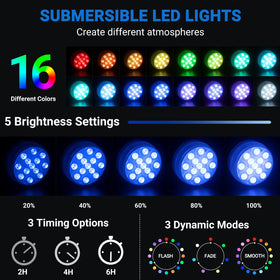 LOFTEK submersible light with suction cups illuminating pool edges.