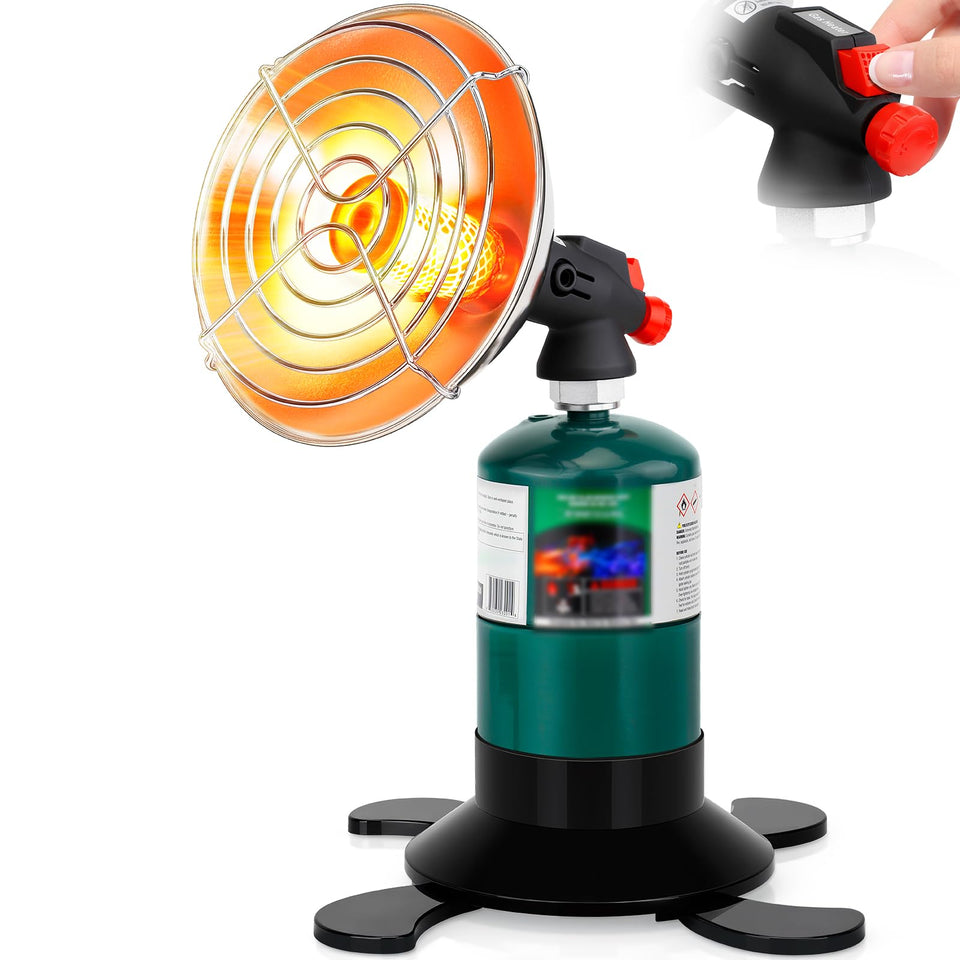 LOFUKI portable propane heater warming a tent for camping use