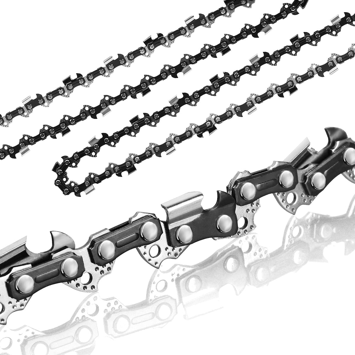 Loggers Art Gens 2 pack 16 inch chainsaw chain side view for smooth, continuous cutting