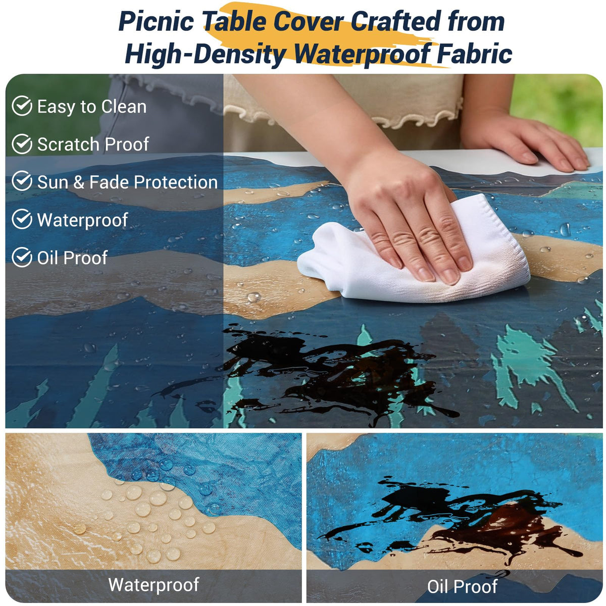 Loiyadn bench covers with elastic edges secure 72x12 benches for meals.