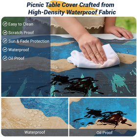 Loiyadn bench covers with elastic edges secure 72x12 benches for meals.