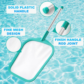 Loiyadn pool skimmer uses aluminum pole for stable, quick cleaning.