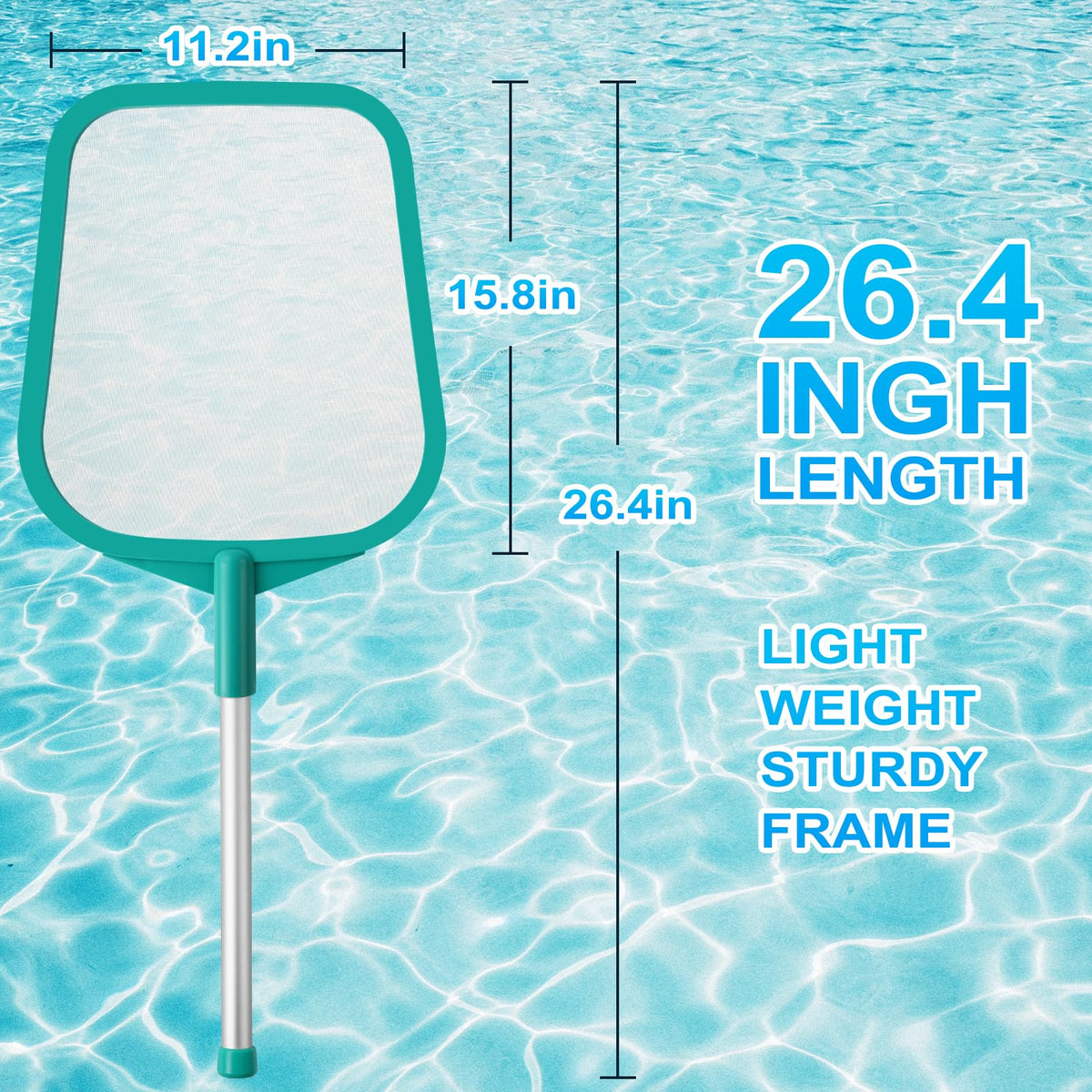 Loiyadn pool skimmer with ultra-fine mesh traps leaves and fine debris.