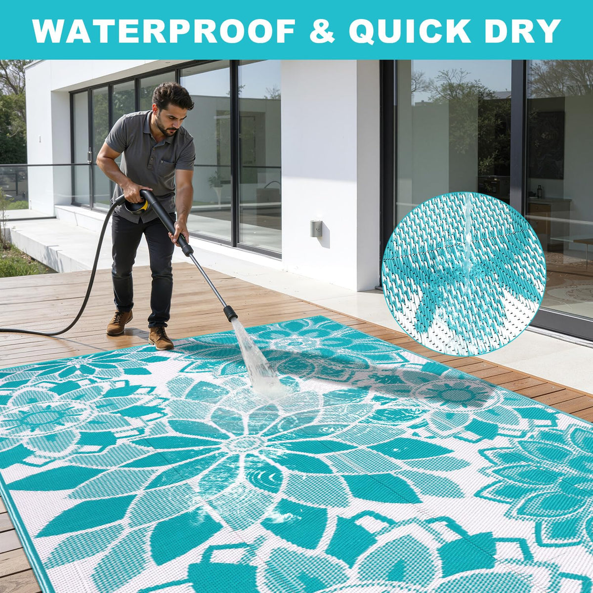 LOKHOM deck garden balcony rug adds outdoor charm to spaces