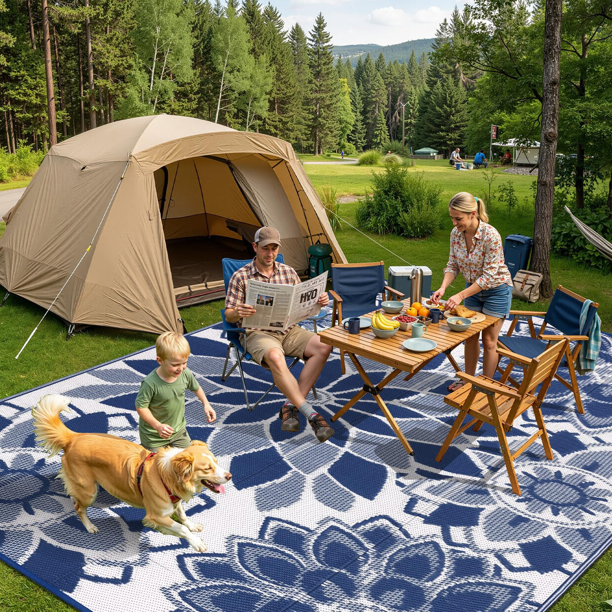 Lokhom outdoor rug reversible design adds versatile style for indoor and outdoor spaces.