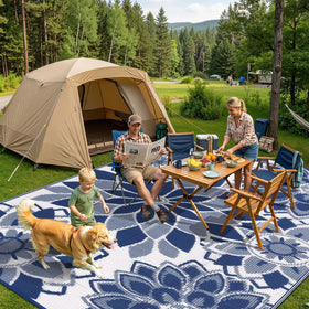 Lokhom outdoor rug reversible design adds versatile style for indoor and outdoor spaces.
