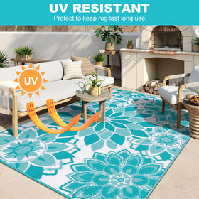 LOKHOM reversible plastic straw pattern rug for flexible indoor outdoor use