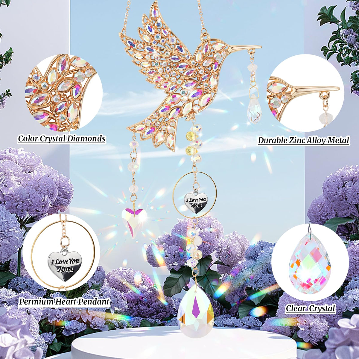 LOKOZ hummingbird pendant decor hangs easily in windows or walls.