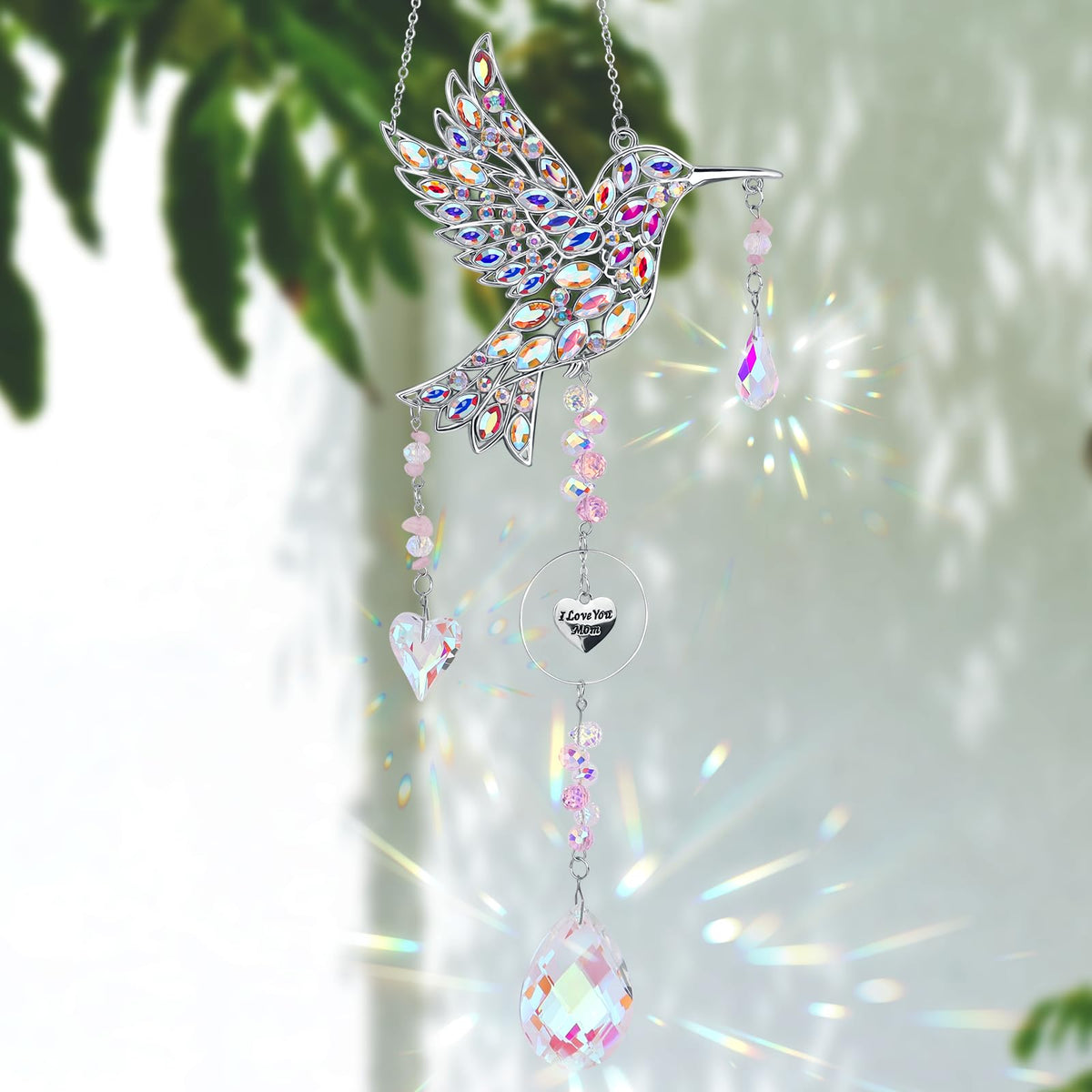 LOKOZ hummingbird suncatcher crystal sparkles in sunlight for vibrant home decor
