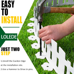 LOLEDE square white edging on a tidy lawn border.