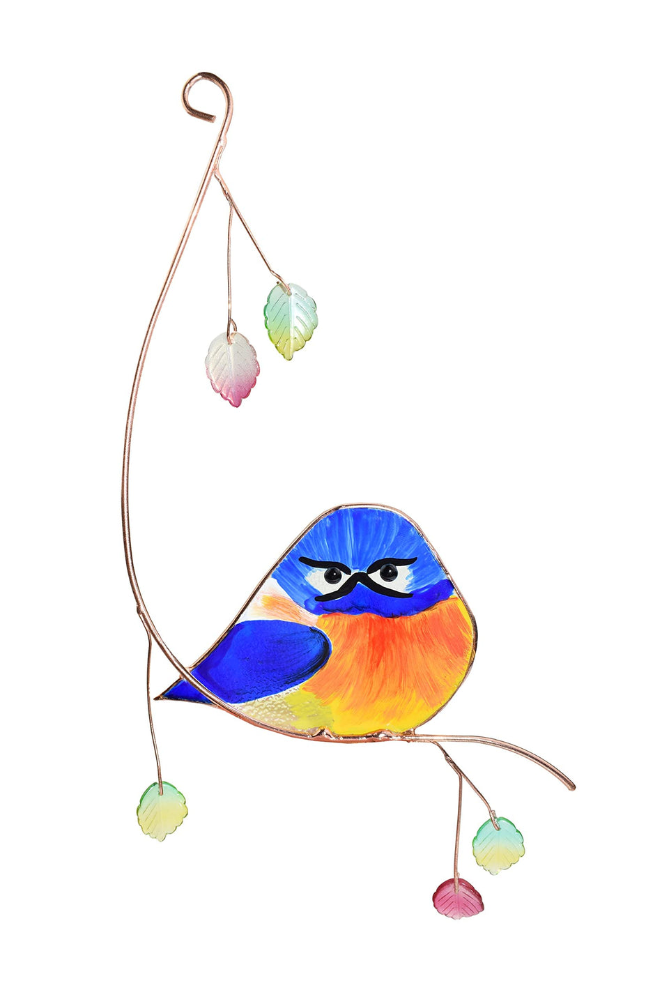 Lolitarcrafts Grumpy Owl stained glass suncatcher brightens windows with colorful light.