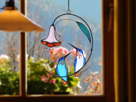 Lolitarcrafts single green hummingbird suncatcher adds cheerful window decor.