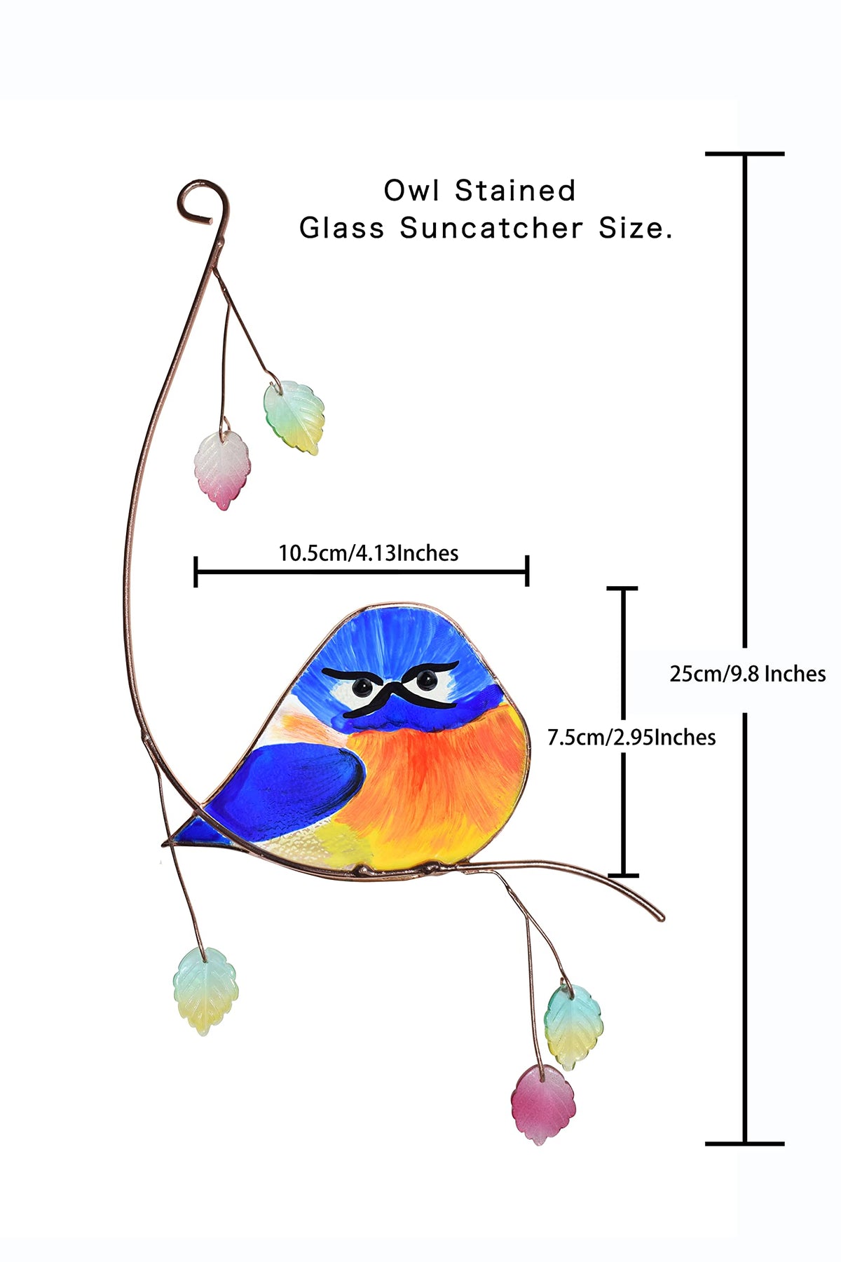 Lolitarcrafts Owl hanging suncatcher with suction cup for easy mounting.